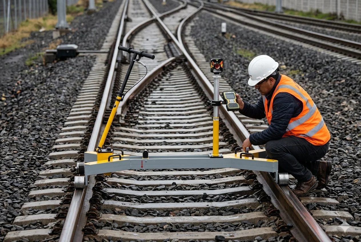 Medición de desvío ferroviario con carro AMBERG