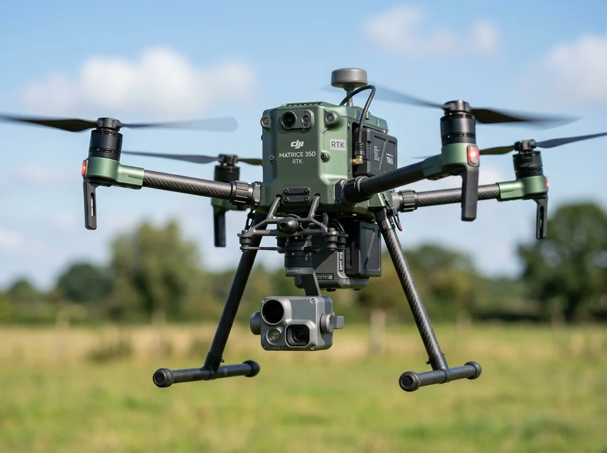 Drone DJI Enterprise realizando levantamiento topográfico aéreo