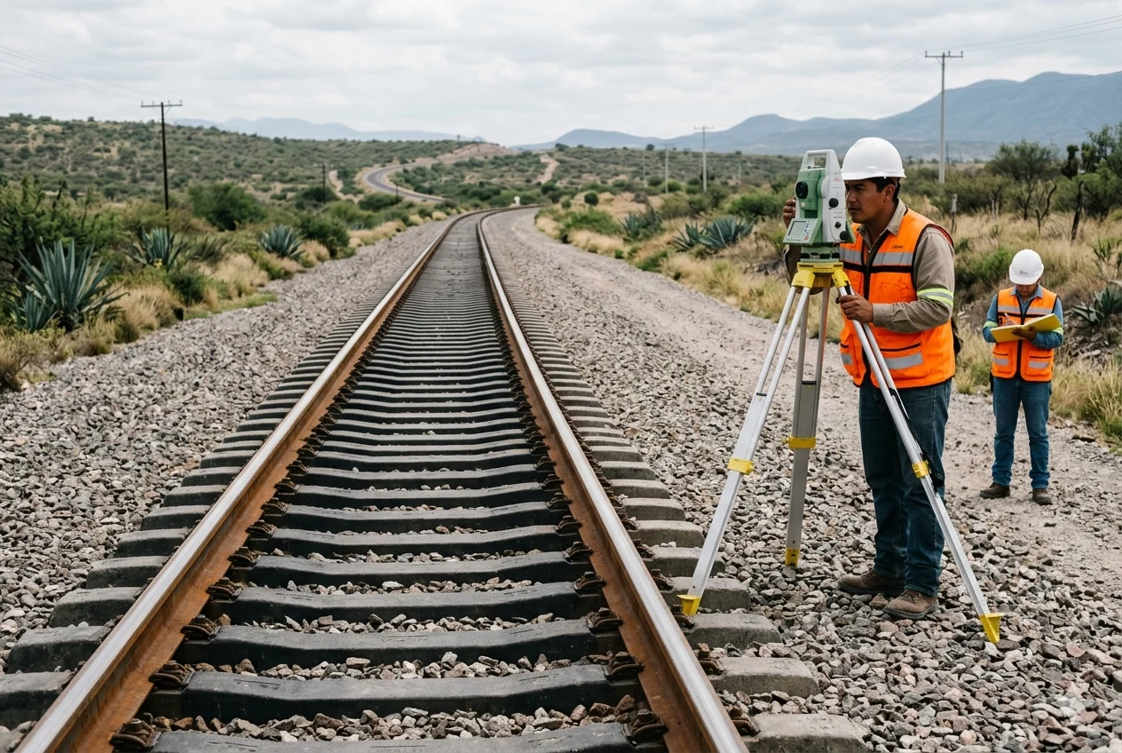 Verificación as-built de vía férrea con equipo topográfico